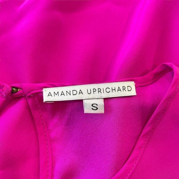 Amanda Uprichard Barbie Pink Silk Long Sleeve Sheath Mini Cocktail Dress, Small - Picture 9 of 12